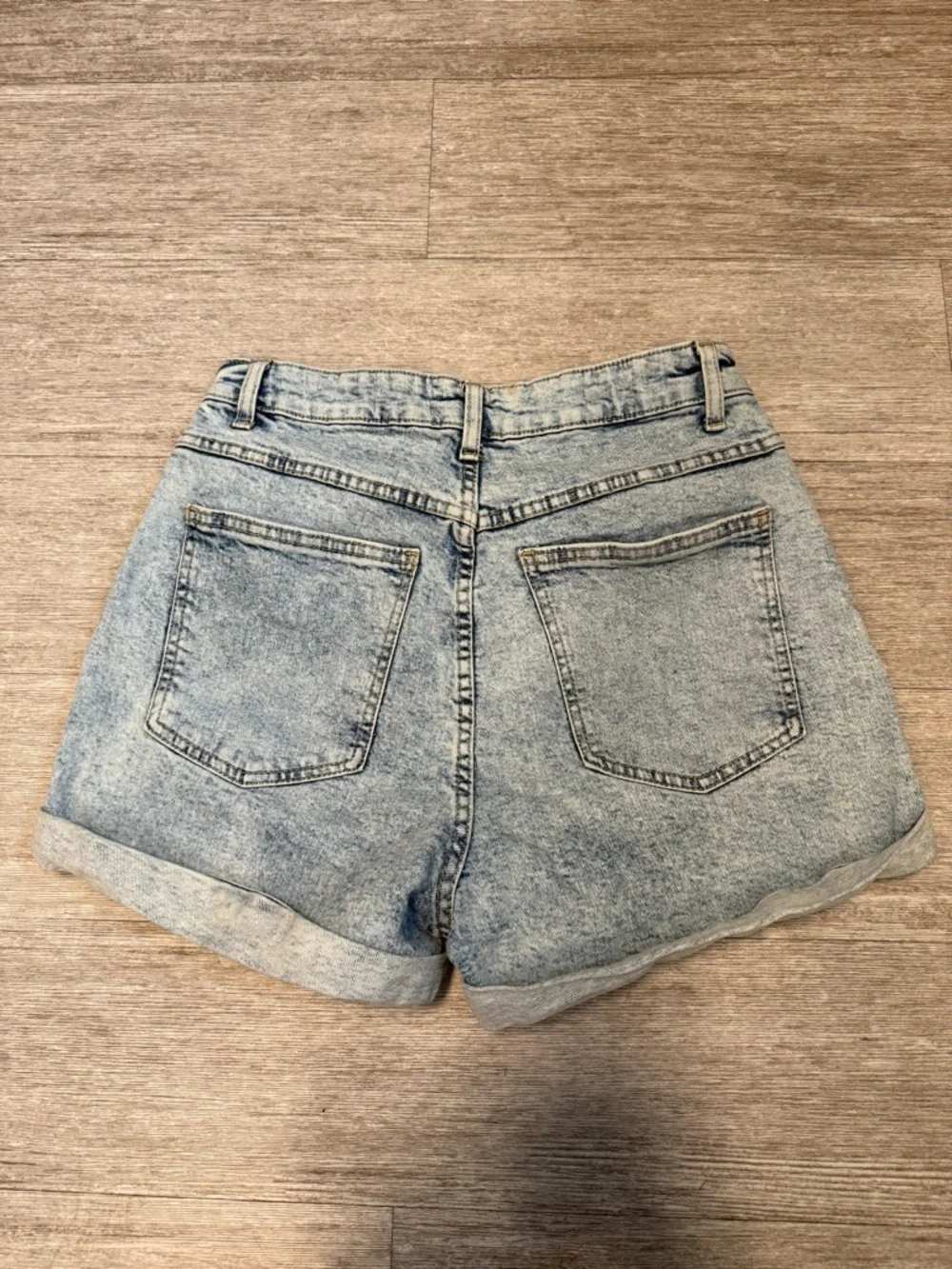 Cotton On High-Rise Light Blue Acid Wash Denim Shorts